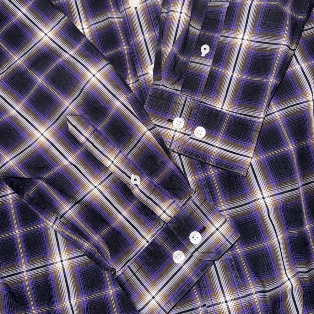 Cinch Shirt Men's M Purple Black Plaid Button Up Long Sleeve Western Cowboy - Picture 7 of 12
